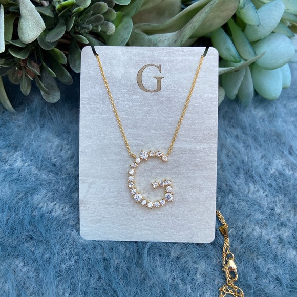 Anthropologie Letter G Monogram Diamond Necklace